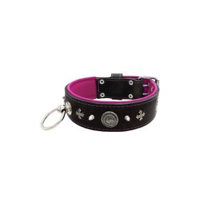 Motif with very impressive 10mm metal studs, medieval cross, and a carved round shield with leather backing – KD01081/75/50/BK/13