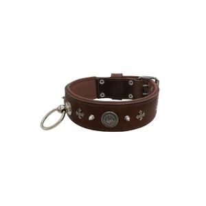 Motif with very impressive 10mm metal studs, medieval cross, and a carved round shield with leather backing – KD01081/75/50/BR/08
