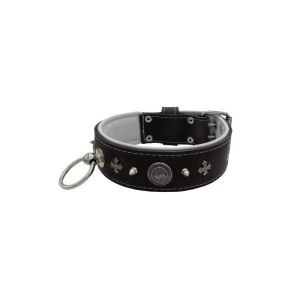 Motif with very impressive 10mm metal studs, medieval cross, and a carved round shield with leather backing – KD01081/80/50/BK/02
