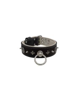 Motif with very impressive 10mm metal studs, medieval cross, and a carved round shield with leather backing - KD01081/80/50/BK/09