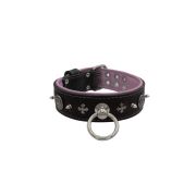 Motif with very impressive 10mm metal studs, medieval cross, and a carved round shield with leather backing – KD01081/80/50/BK/10