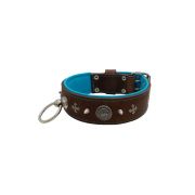 Motivo con impresionantes tachuelas de metal de 10 mm, cruz medieval y escudo redondo tallado con soporte de cuero – KD01081/80/50/BR/14