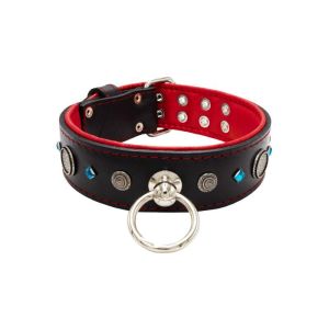 Motif with a very impressive carved round shield, square rhinestones, and a hammered round shield with leather backing – KD01083/70/50/BK/04