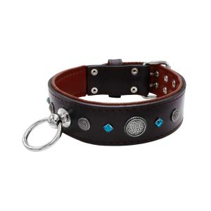 Motif with a very impressive carved round shield, square rhinestones, and a hammered round shield with leather backing – KD01083/70/50/BK/08