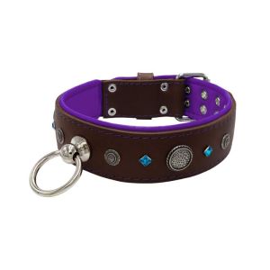 Motif with a very impressive carved round shield, square rhinestones, and a hammered round shield with leather backing – KD01083/70/50/BR/07