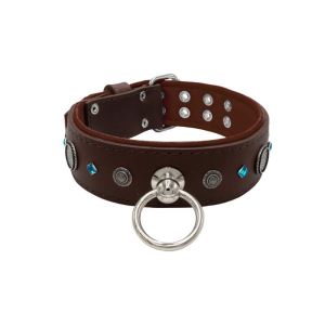 Motif with a very impressive carved round shield, square rhinestones, and a hammered round shield with leather backing – KD01083/70/50/BR/08