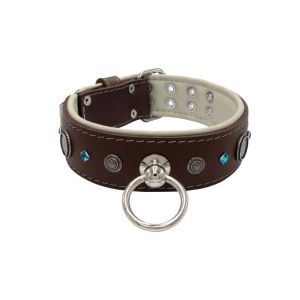 Motif with a very impressive carved round shield, square rhinestones, and a hammered round shield with leather backing – KD01083/70/50/BR/09
