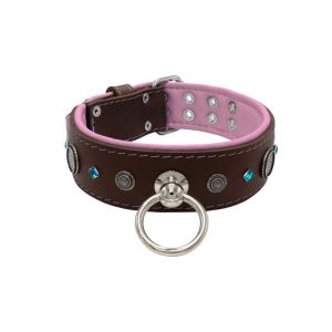 Motif with a very impressive carved round shield, square rhinestones, and a hammered round shield with leather backing – KD01083/70/50/BR/10