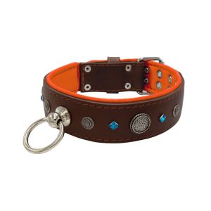 Motif with a very impressive carved round shield, square rhinestones, and a hammered round shield with leather backing – KD01083/70/50/BR/11
