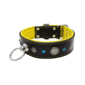Motif with a very impressive carved round shield, square rhinestones, and a hammered round shield with leather backing – KD01083/75/50/BK/06