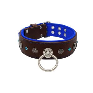 Motif with a very impressive carved round shield, square rhinestones, and a hammered round shield with leather backing – KD01083/75/50/BR/03