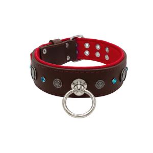 Motif with a very impressive carved round shield, square rhinestones, and a hammered round shield with leather backing – KD01083/75/50/BR/04