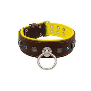 Motif with a very impressive carved round shield, square rhinestones, and a hammered round shield with leather backing – KD01083/75/50/BR/06