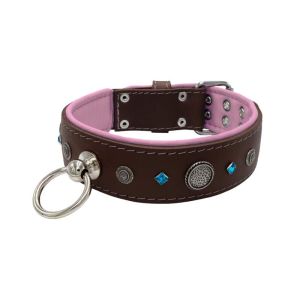 Motif with a very impressive carved round shield, square rhinestones, and a hammered round shield with leather backing – KD01083/75/50/BR/10