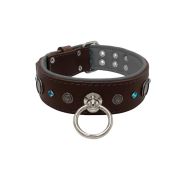 Motif with a very impressive carved round shield, square rhinestones, and a hammered round shield with leather backing – KD01083/75/50/BR/12
