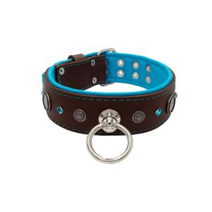 Motif with a very impressive carved round shield, square rhinestones, and a hammered round shield with leather backing – KD01083/75/50/BR/14
