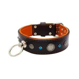 Motif with a very impressive carved round shield, square rhinestones, and a hammered round shield with leather backing – KD01083/80/50/BK/11