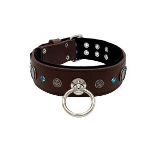 Motif with a very impressive carved round shield, square rhinestones, and a hammered round shield with leather backing – KD01083/80/50/BR/01