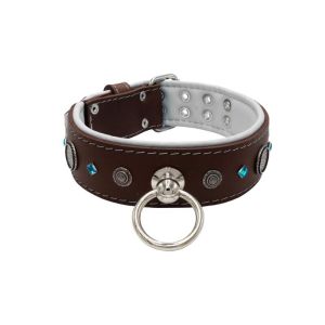 Motif with a very impressive carved round shield, square rhinestones, and a hammered round shield with leather backing – KD01083/80/50/BR/02