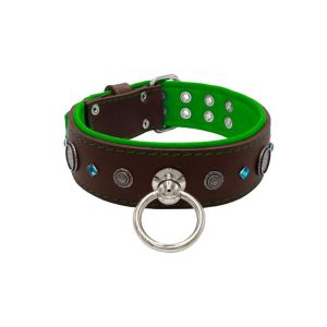 Motif with a very impressive carved round shield, square rhinestones, and a hammered round shield with leather backing – KD01083/80/50/BR/05