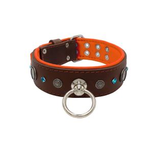 Motif with a very impressive carved round shield, square rhinestones, and a hammered round shield with leather backing – KD01083/80/50/BR/11
