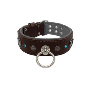 Motif with a very impressive carved round shield, square rhinestones, and a hammered round shield with leather backing – KD01083/80/50/BR/12
