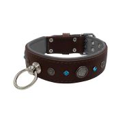 Motif with a very impressive carved round shield, square rhinestones, and a hammered round shield with leather backing – KD01083/80/50/BR/12