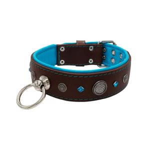 Motif with a very impressive carved round shield, square rhinestones, and a hammered round shield with leather backing – KD01083/80/50/BR/14