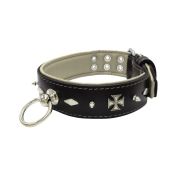 Motif with very impressive 10mm metal studs, diamonds, and medieval crosses with leather backing – KD01084/70/50/BK/09