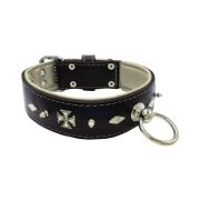 Motif with very impressive 10mm metal studs, diamonds, and medieval crosses with leather backing – KD01084/70/50/BK/09