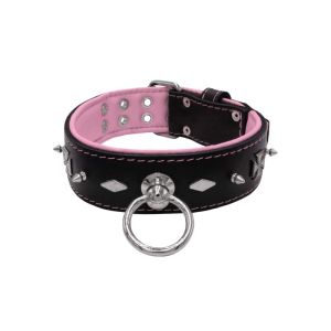 Motif with very impressive 10mm metal studs, diamonds, and medieval crosses with leather backing – KD01084/70/50/BK/10