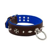 Motif with very impressive 10mm metal studs, diamonds, and medieval crosses with leather backing – KD01084/70/50/BR/03