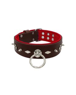 Motivo con impresionantes tachuelas de metal de 10 mm, diamantes y cruces medievales con soporte de cuero - KD01084/70/50/BR/04