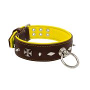 Motif with very impressive 10mm metal studs, diamonds, and medieval crosses with leather backing – KD01084/70/50/BR/06