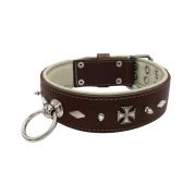 Motif with very impressive 10mm metal studs, diamonds, and medieval crosses with leather backing – KD01084/70/50/BR/09