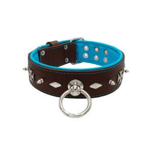 Motif with very impressive 10mm metal studs, diamonds, and medieval crosses with leather backing – KD01084/70/50/BR/14