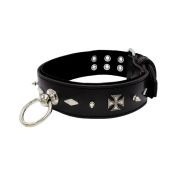 Motif with very impressive 10mm metal studs, diamonds, and medieval crosses with leather backing – KD01084/75/50/BK/01