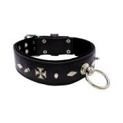 Motif with very impressive 10mm metal studs, diamonds, and medieval crosses with leather backing – KD01084/75/50/BK/01