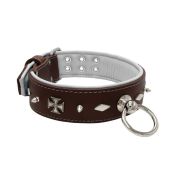 Motif with very impressive 10mm metal studs, diamonds, and medieval crosses with leather backing – KD01084/75/50/BR/02