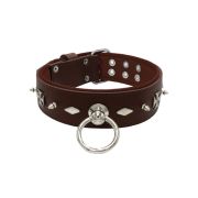 Motif with very impressive 10mm metal studs, diamonds, and medieval crosses with leather backing – KD01084/75/50/BR/08