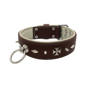 Motif with very impressive 10mm metal studs, diamonds, and medieval crosses with leather backing – KD01084/75/50/BR/09