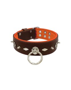 Motif with very impressive 10mm metal studs, diamonds, and medieval crosses with leather backing - KD01084/75/50/BR/11