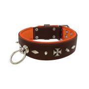Motif with very impressive 10mm metal studs, diamonds, and medieval crosses with leather backing – KD01084/75/50/BR/11