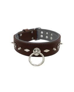 Motif with very impressive 10mm metal studs, diamonds, and medieval crosses with leather backing - KD01084/75/50/BR/12