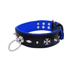 Motif with very impressive 10mm metal studs, diamonds, and medieval crosses with leather backing – KD01084/80/50/BK/03