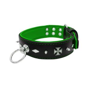 Motif with very impressive 10mm metal studs, diamonds, and medieval crosses with leather backing – KD01084/80/50/BK/05