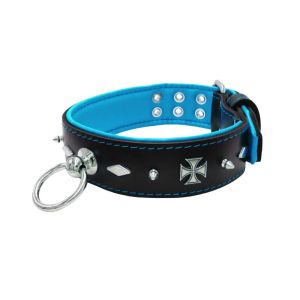 Motif with very impressive 10mm metal studs, diamonds, and medieval crosses with leather backing – KD01084/80/50/BK/14