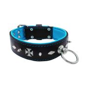 Motif with very impressive 10mm metal studs, diamonds, and medieval crosses with leather backing – KD01084/80/50/BK/14