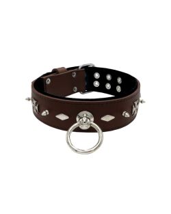 Motif with very impressive 10mm metal studs, diamonds, and medieval crosses with leather backing - KD01084/80/50/BR/01