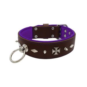 Motif with very impressive 10mm metal studs, diamonds, and medieval crosses with leather backing – KD01084/80/50/BR/07